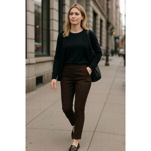 Women's Simply Vera VeraWang Brown Skinny Pants Lg Coffee Core Contemporary Chic